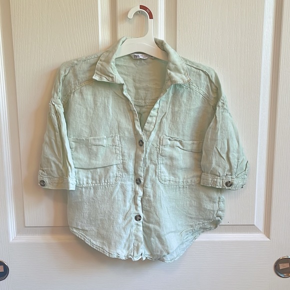 ZARA LINEN BLEND TOP - Picture 2 of 7